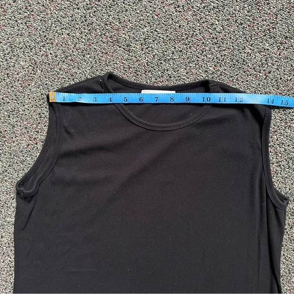 Modest Black Ribbed Stretchy Sleeveless Layering Round High Neck Maxi Midi Dress - Picture 13 of 16